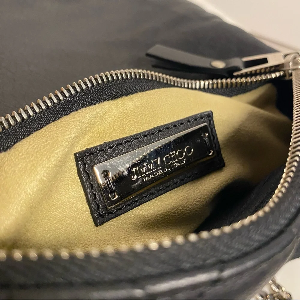 Jimmy Choo Black Leather Wristlet with Chain - Picture 5 of 11
